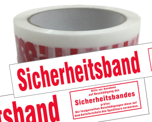 Packband Klebeband 50mmx66m low noise weiß-transparent mit Aufdruck SICHERHEITSBAND
