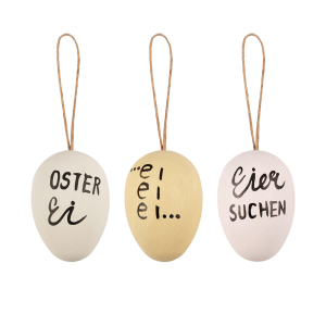 Ostereier Kunststoffeier 'Statement' Osterdeko weiß/creme/mint 6 cm, 6 Stk.