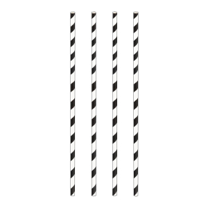 Trinkhalme aus Papier schwarz gestreift Ø6mm 21cm, 100 Stk.