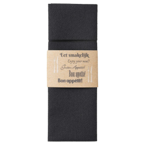 Pochetto Bestecktaschen schwarz mit Banderole 'Guten Appetit' Airlaid 400x300 mm, 300 Stk.