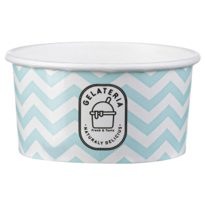 Eisbecher aus Pappe Papierbecher Zick Zack Motiv blau 145 ml 5oz, 50 Stk.