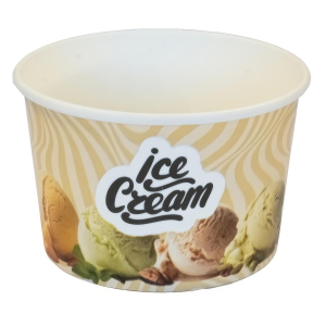 Eisbecher aus Pappe Papierbecher 175 ml bedruckt 'ICE CREAM' Ø85 mm, 50 Stück