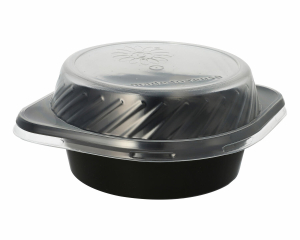 Mehrweg Suppenschalen Suppenterrinen 500ml inkl. Deckel Ø15,6cm schwarz, 12 Stk.