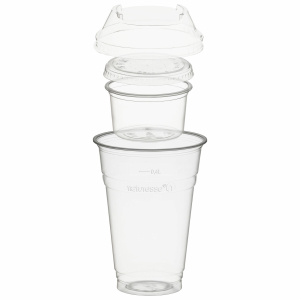 Trinkbecher 400ml + Domdeckel + 120ml Einsatzbecher stapelbar aus PLA, 100 Stk.