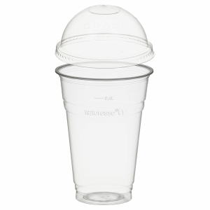 Trinkbecher 400ml mit Domdeckel ohne Loch aus PLA 50 Stk.