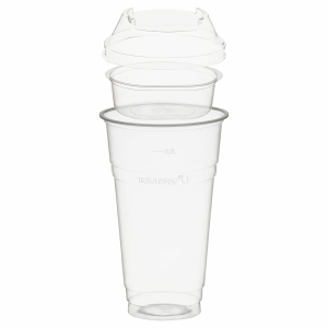 Trinkbecher 500ml + Domdeckel stapelbar + Einsatzbecher Ø 96mm (PLA) 50 Stk.