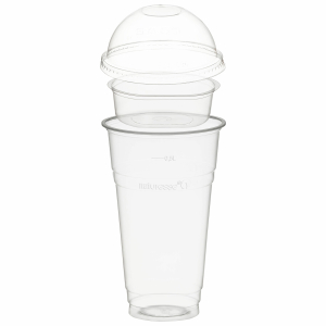 Trinkbecher 500ml + Domdeckel ohne Loch + Einsatzbecher Ø 96mm (PLA) 50 Stk.