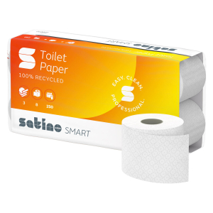 Satino Smart Toilettenpapier 3-lagig recycling System MT1, 64 Rollen je 250 Blatt