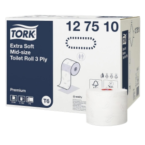Tork Midi Toilettenpapier Premium T6 weiß 3-lagig, 27 Rollen je 70m