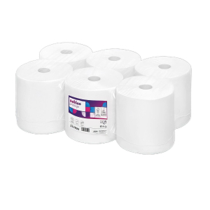 Satino Prestige Rollenhandtuch, System PT1, 2-lagig 6 Rollen á 612 Abrisse, 20,5cm x 150m, weiß