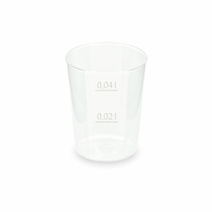 Mehrwegbecher Pfandbecher Shotglas Schnaps PP Eichstriche 2 cl 4 cl, 50 Stk.