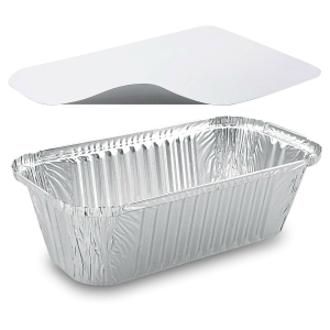 Alu-Servierschale Aluschale Grillschale eckig 1500ml inklusive Deckel, 5 Stk.