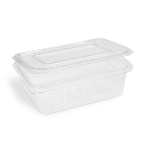 Rechteckbecher klar mit Deckel 1500 ml (rPET), 50 Stk.